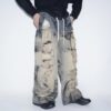 【Remake】"水墨画" crush baggy wide denim pants