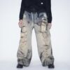 【Remake】"水墨画" crush baggy wide denim pants