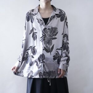 【送料無料】metalic silver flower shirt