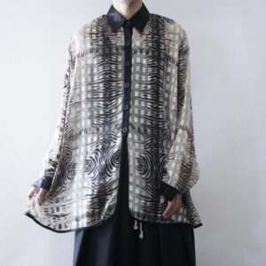 【送料無料】tape & animal pattern see-through shirt