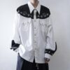【送料無料】vintage satin & embroidery western shirt