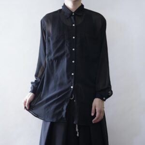 【送料無料】plain black see-through shirt