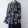 【送料無料】black × white pattern shirt