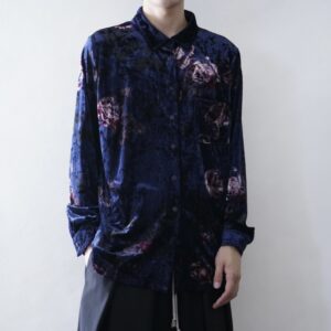 【送料無料】navy purple crush velours shirt