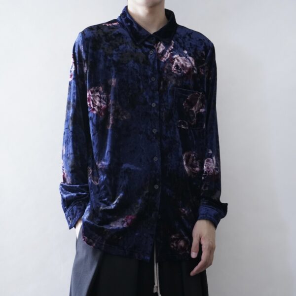 【送料無料】navy purple crush velours shirt
