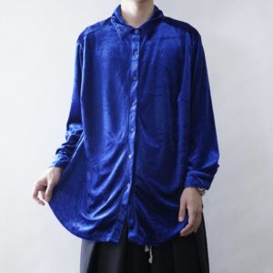 【送料無料】glossy vivid blue velours shirt