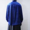 【送料無料】glossy vivid blue velours shirt