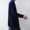【送料無料】dark blue drape velours shirt