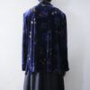 【送料無料】dark blue gold flower art velours shirt