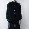 【送料無料】dark green drape velours shirt