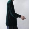 【送料無料】dark green drape velours shirt
