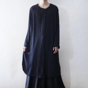 【送料無料】no-collar super long shirt