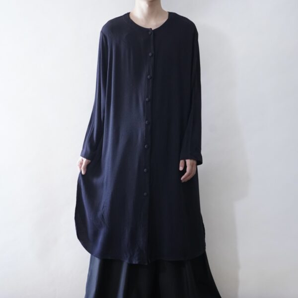【送料無料】no-collar super long shirt