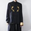 【送料無料】black × gold dragoon embroidery China shirt