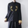 【送料無料】black × gold dragoon embroidery China shirt