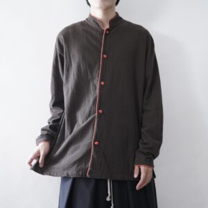 【送料無料】brown × orange China shirt