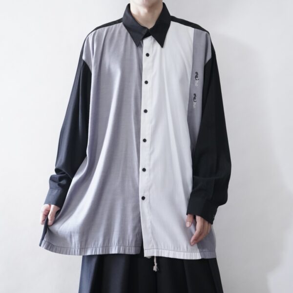 【送料無料】monotone switching embroidery terotero shirt