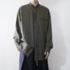 【送料無料】moss green flyfront embroidery shirt