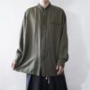 【送料無料】moss green flyfront embroidery shirt