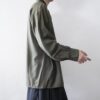 【送料無料】moss green flyfront embroidery shirt