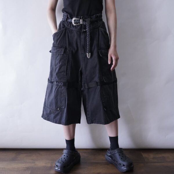 【MARITHE FRANCOIS GIRBAUD】all black design shuttle baggy shorts