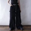 "コーズでワイドでギミック" black corduroy cargo motif baggy wide pants