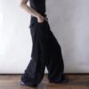 "コーズでワイドでギミック" black corduroy cargo motif baggy wide pants