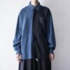 blue green × black asymmetry embroidery shirt
