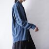 blue green × black asymmetry embroidery shirt
