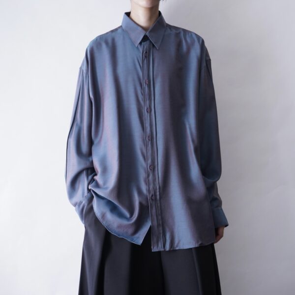 "玉虫色と圧倒的テロ生地" design dress shirt