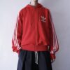 【adidas】 "adidasのトラック生地でフード付き" red hooded track jacket