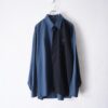blue green × black asymmetry embroidery shirt