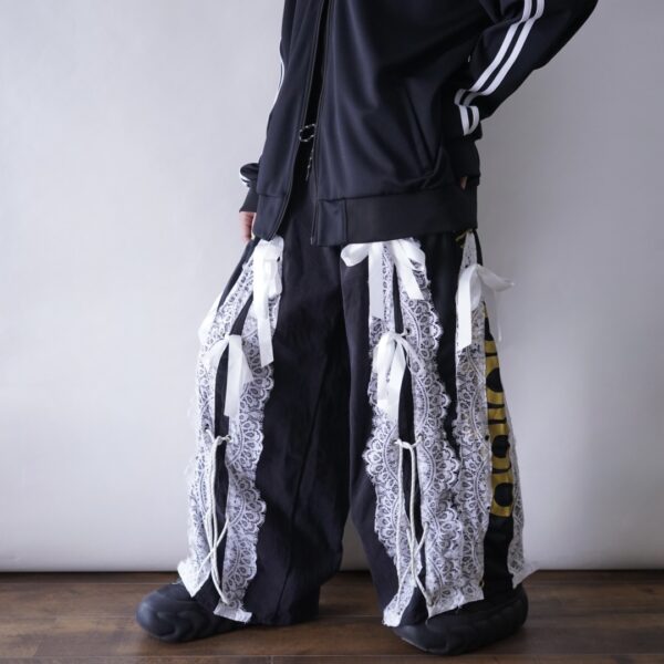 【Remake】"Docking Lace-Up" adidas × LANDS END denim docking lace up wide baggy denim pants