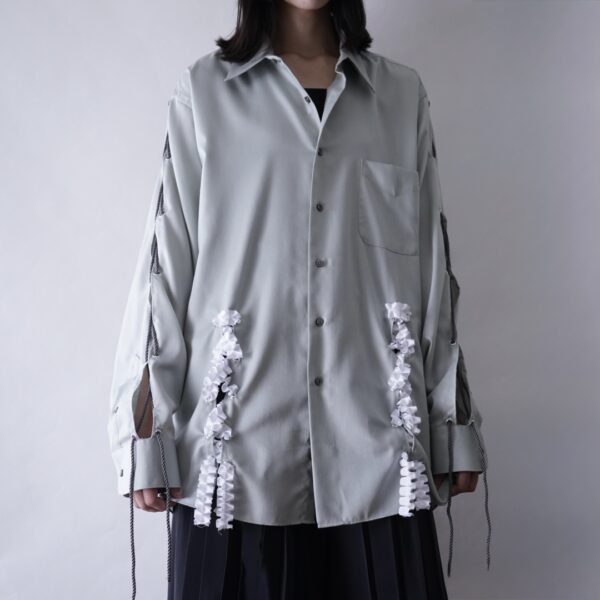 【Remake】"Lace-Up" pistàcchio green shirt