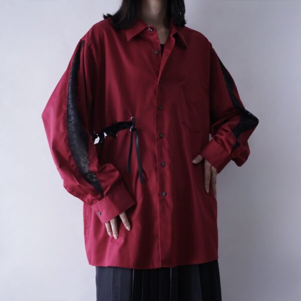 【Remake】"Lace-Up" burgundy shirt