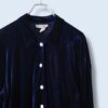 【送料無料】dark blue drape velours shirt