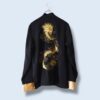【送料無料】black × gold dragoon embroidery China shirt