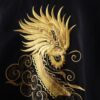 【送料無料】black × gold dragoon embroidery China shirt