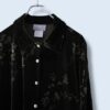 【送料無料】glossy moss green velours shirt