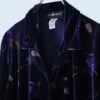 【送料無料】dark blue gold flower art velours shirt