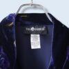 【送料無料】dark blue gold flower art velours shirt