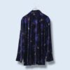 【送料無料】dark blue gold flower art velours shirt