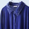 【送料無料】dusty blue velours shirt
