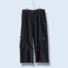 "ミニマルボンデージ" wide baggy black denim pants