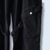 "ミニマルボンデージ" wide baggy black denim pants