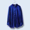 【送料無料】glossy vivid blue velours shirt