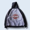 【HARLEY-DAVIDSON】"袖スウェット切り替え短丈ジップパーカー"