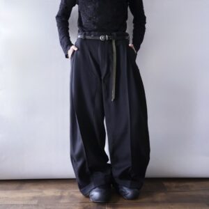 【W / W Remake】black × black gabardine docking slacks