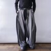 【W / W Remake】black gabardine × gray check docking slacks