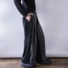 【W / W Remake】black gabardine × gray check docking slacks